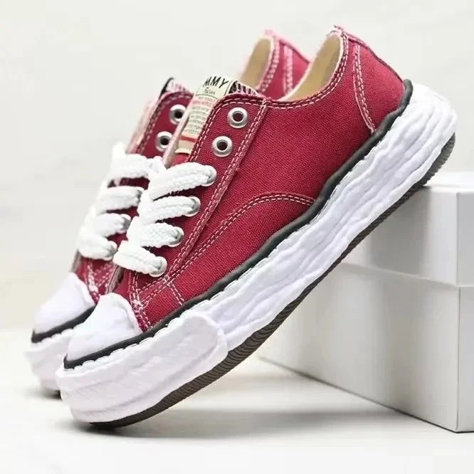 Other Red Canvas Low-Top Sneakers with Chunky Sole Red - 1