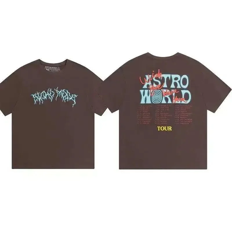 Travis Scott Unisex Brown Astro World Tour T-Shirt Brown - 1