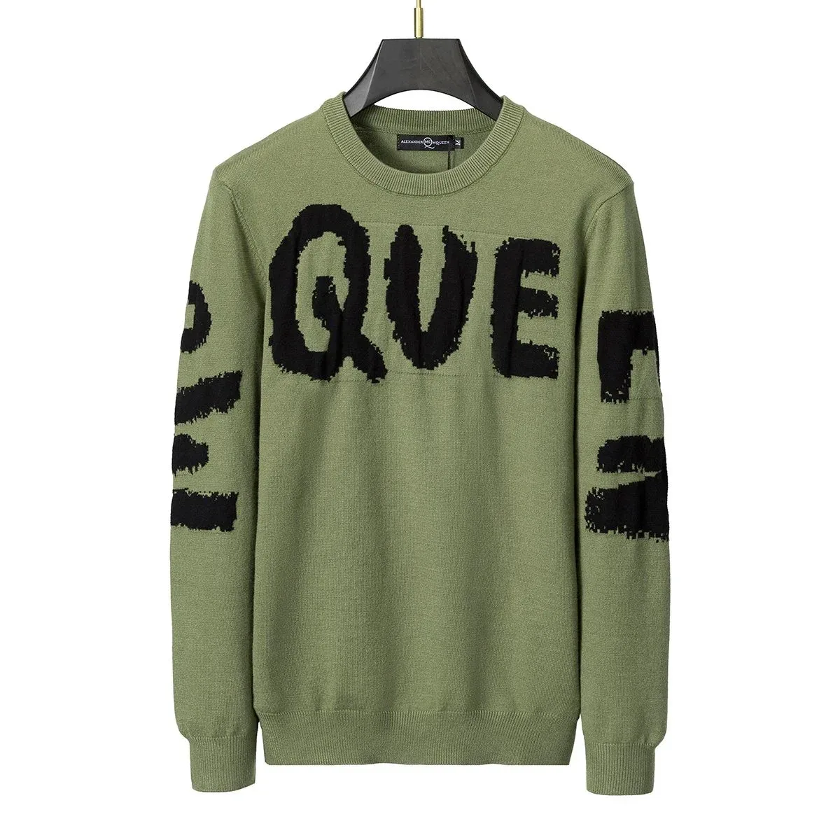Alexander McQueen Alexander McQueen Olive Green 'QUE' Knit Sweater Green - 1
