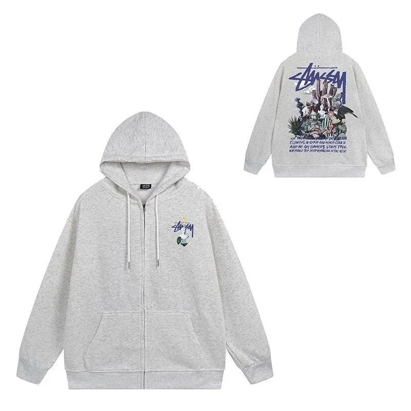 Stussy Stussy Graphic Zip-Up Hoodie in Grey Grey - 1