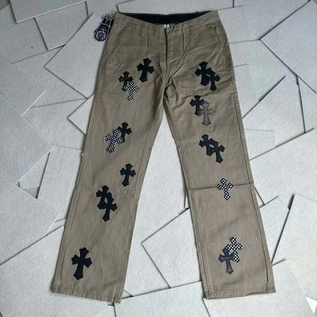 Chrome Hearts Chrome Hearts Cross Embroidered Khaki Pants Red - 1