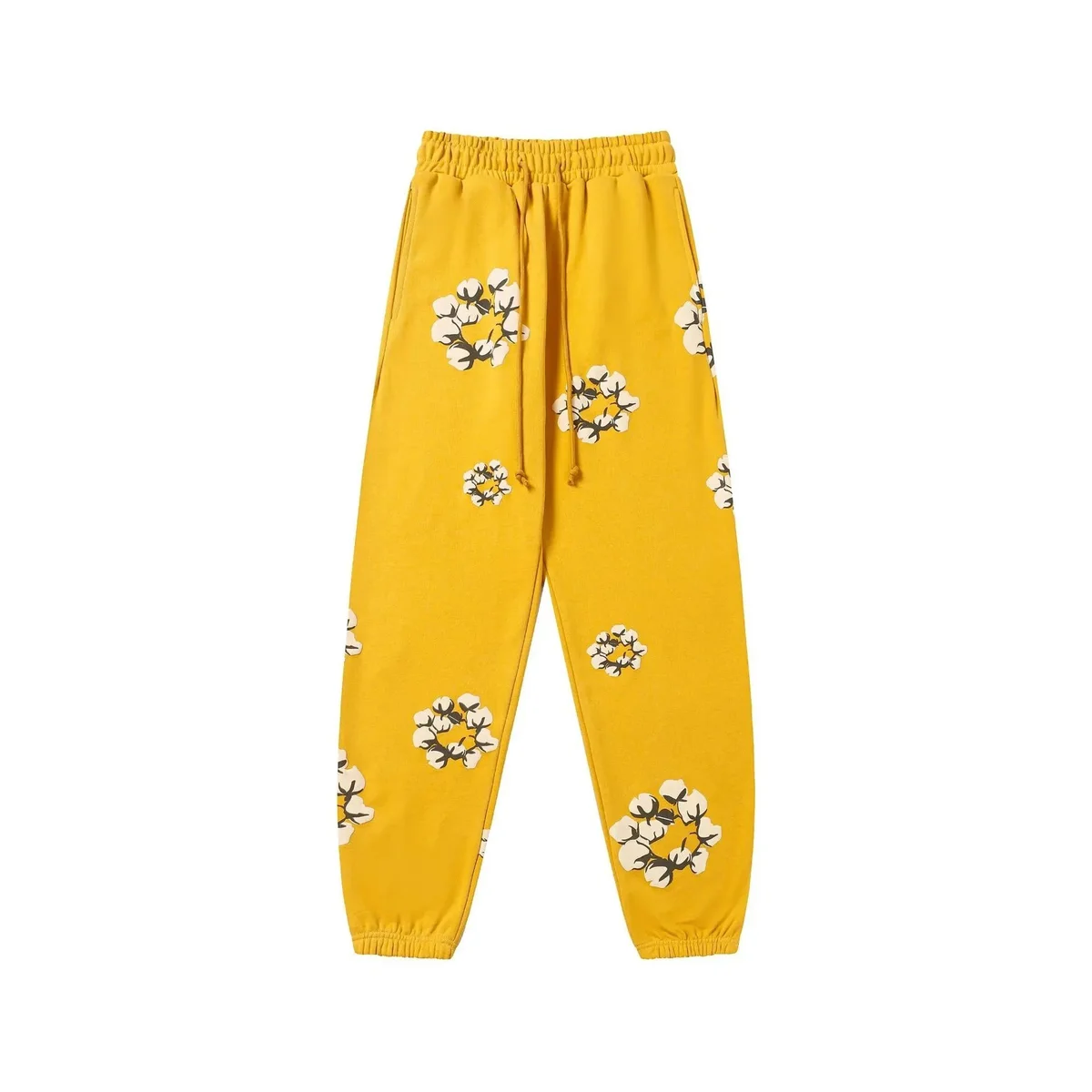 Essentials Yellow Cotton Flower Print Sweatpants Yellow - 1