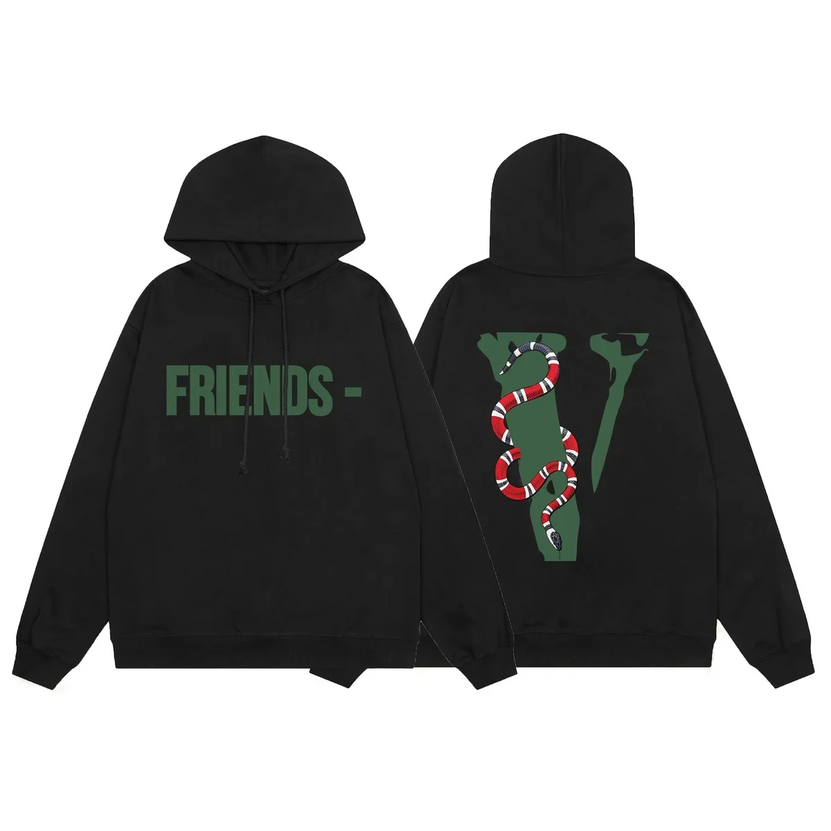 VLONE Black 'FRIENDS -' Snake Print Hoodie Black - 1