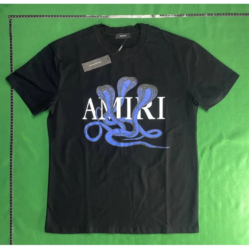 Amiri Amiri Black Blue Snake Print T-Shirt Black - 1