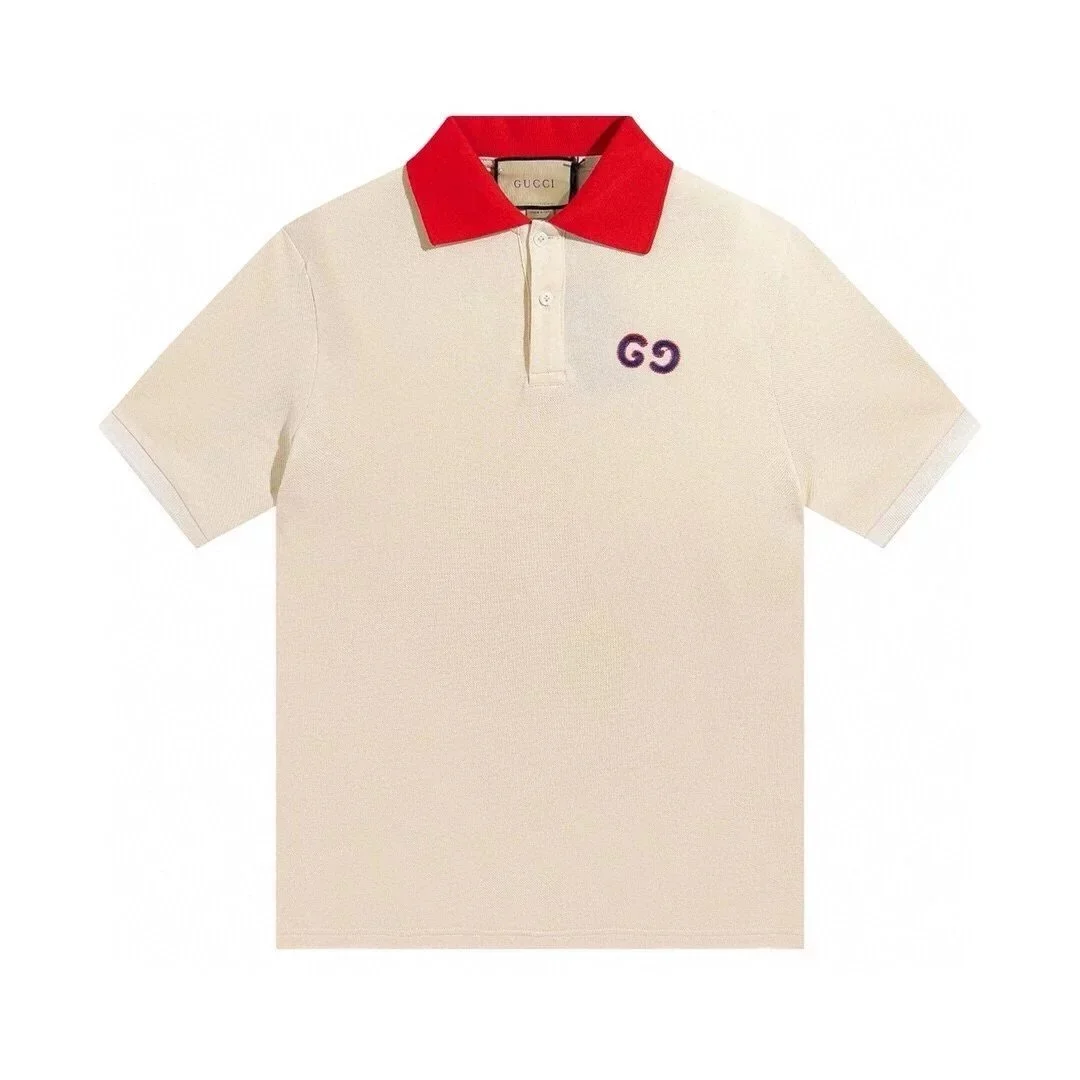 Gucci Gucci Beige GG Polo Shirt with Red Collar Beige - 1