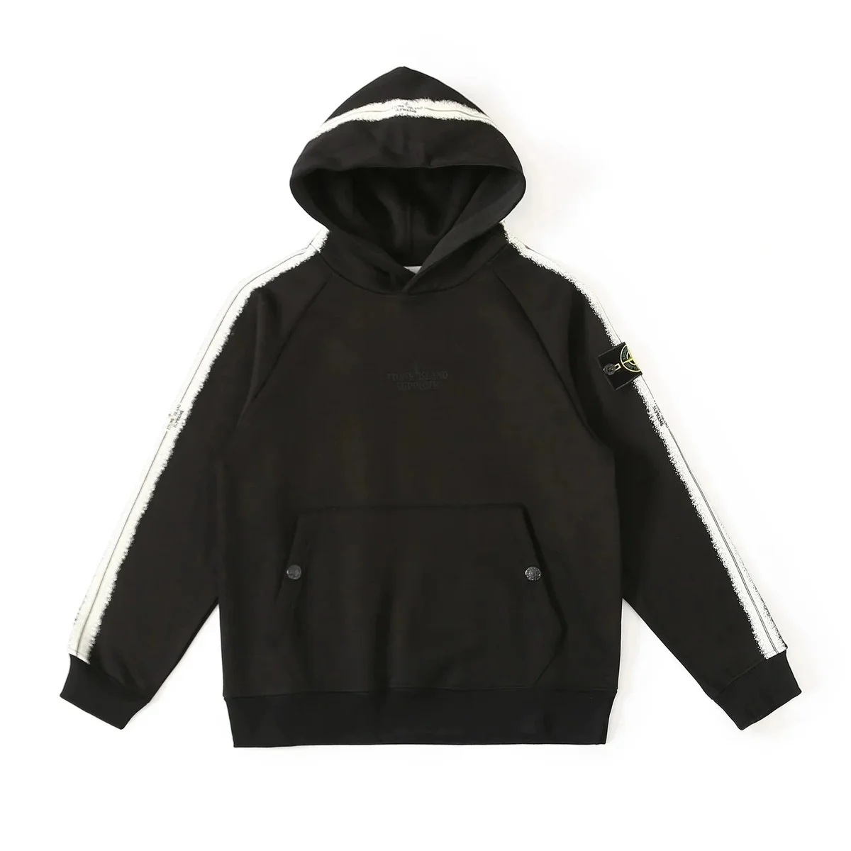 Stone Island Stone Island Shadow Project Black Hoodie with White Stripes Black