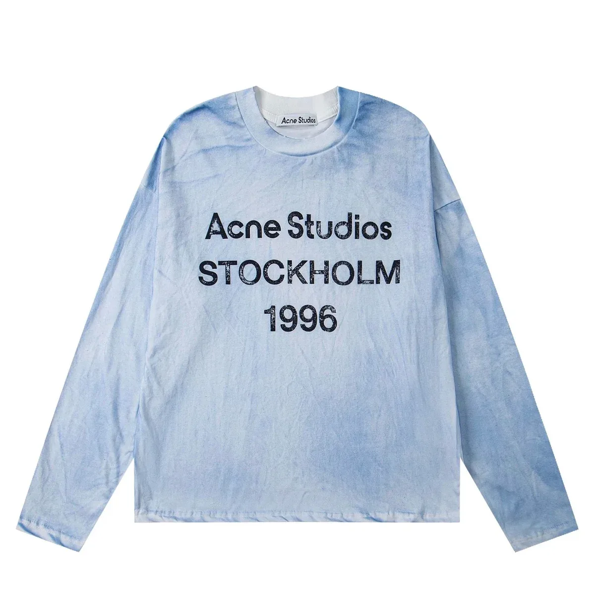 Acne Studios Acne Studios Face Stockholm 1996 Blue Tie-Dye Long Sleeve T-Shirt Blue - 1