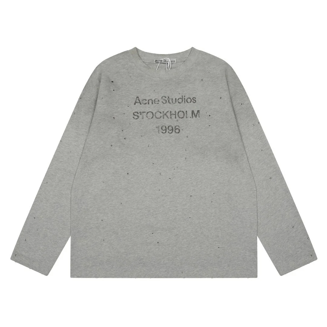 Acne Studios Acne Studios Face Long Sleeve T-Shirt Grey Grey - 1