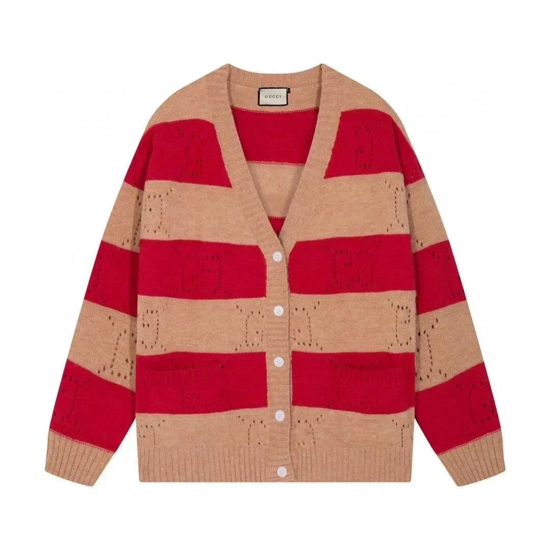 Gucci Gucci Striped Cardigan Sweater Beige/Red Beige - 1