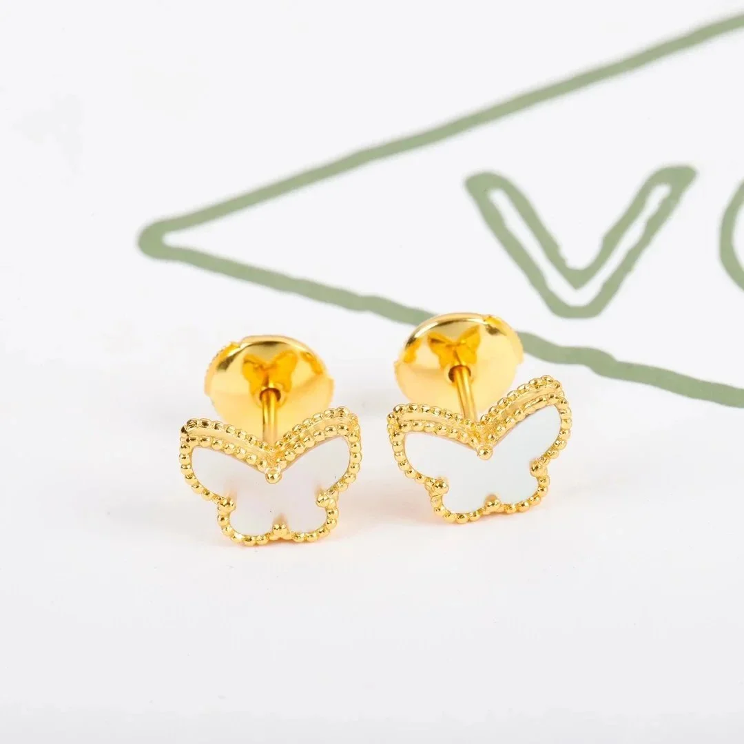 Other Butterfly Stud Earrings Gold White Jewelry Gold - 1