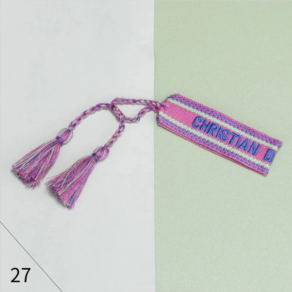 Dior Christian Dior Pink & Blue Striped Tassel Bookmark Pink - 1