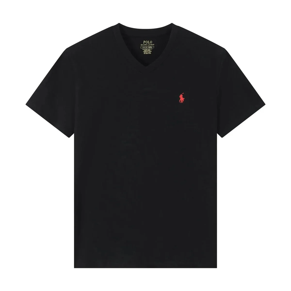 Polo Ralph Lauren Polo Ralph Lauren Black V-Neck T-Shirt with Red Pony Logo Black - 1