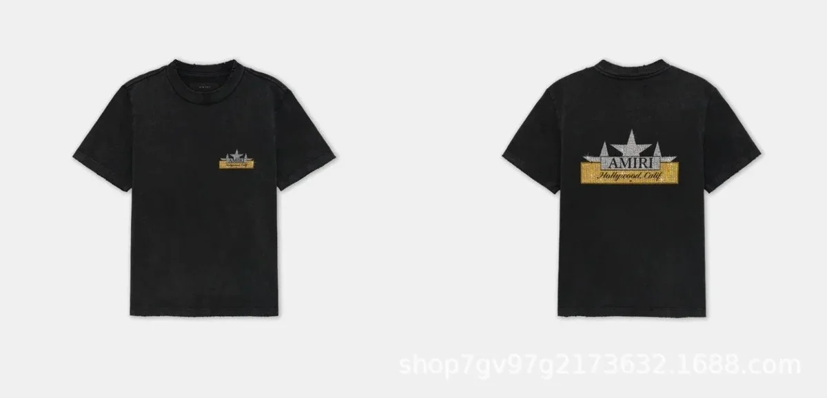 Amiri Amiri Black Hollywood Logo T-Shirt Black - 1