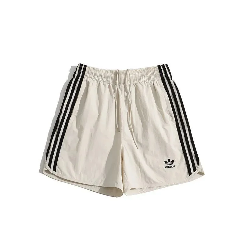 Adidas Adidas Three Stripes Shorts Beige Solid Casual Beige - 1