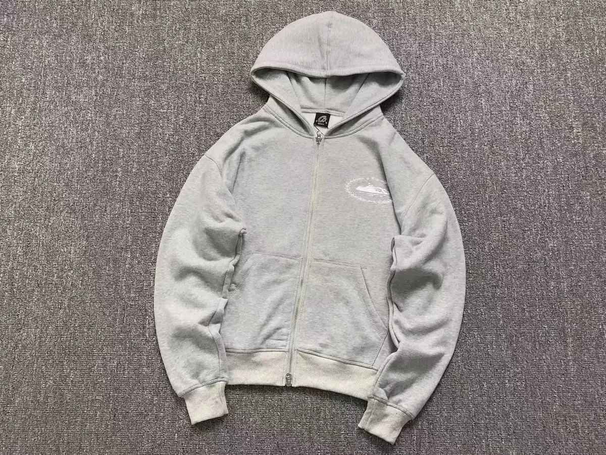 Other Unisex Grey Zip-Up Hoodie with Boat Print Grey - 1