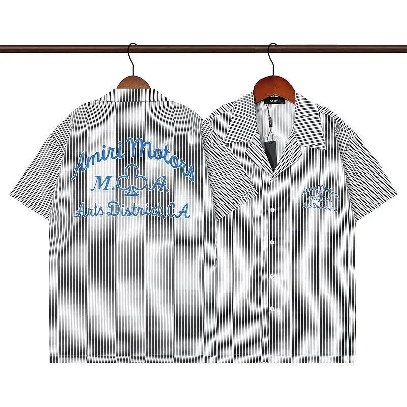 Amiri Amiri Striped Embroidered Shirt Black - 1