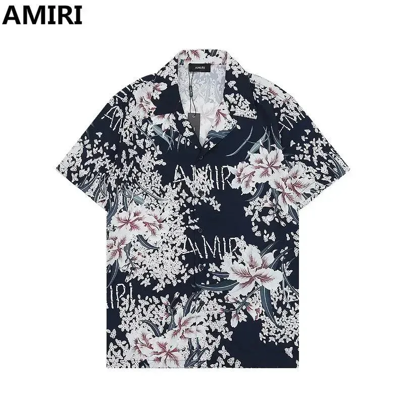 Amiri Amiri Floral Print Polo Shirt Men's Navy - 1