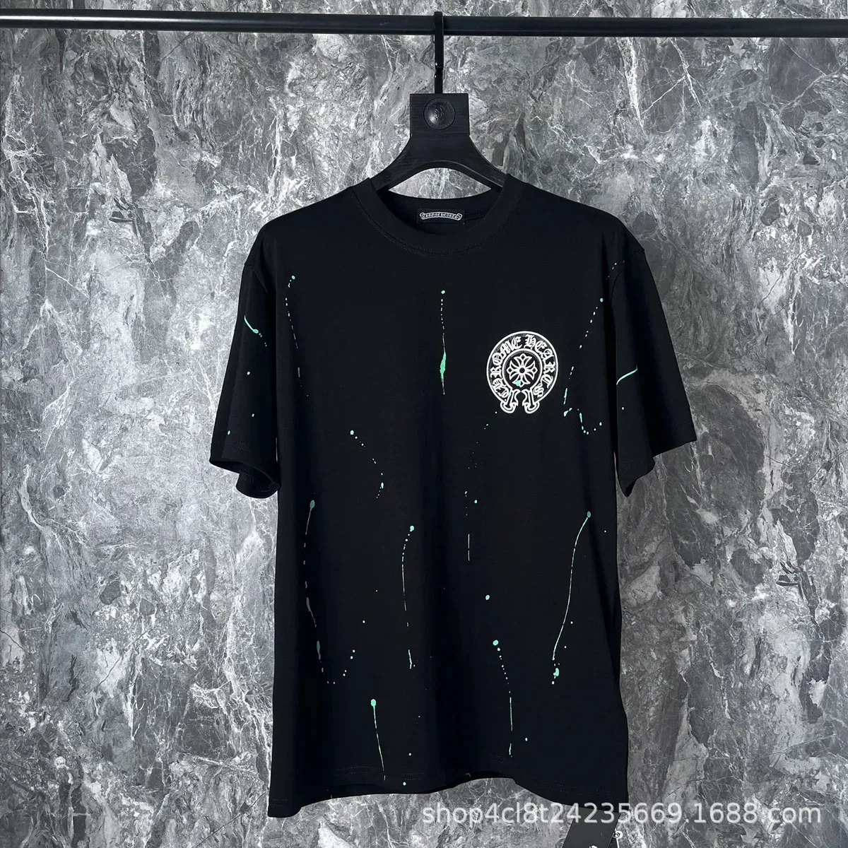 Chrome Hearts Chrome Hearts Black Paint Splatter T-Shirt Black - 1