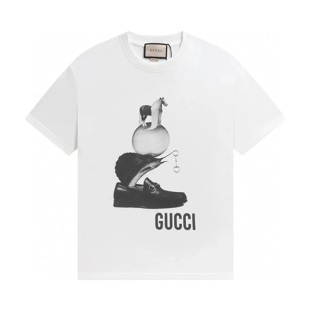 Gucci Gucci White Horse & Shoe Print T-Shirt White - 1