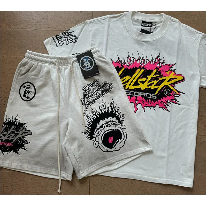 Hellstar Hellstar Studios White Graphic T-Shirt & Shorts Set White - 1