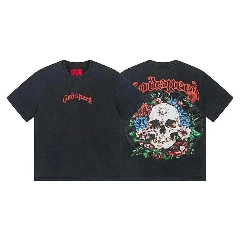 Godspeed Godspeed Black Skull & Floral T-Shirt Black - 1