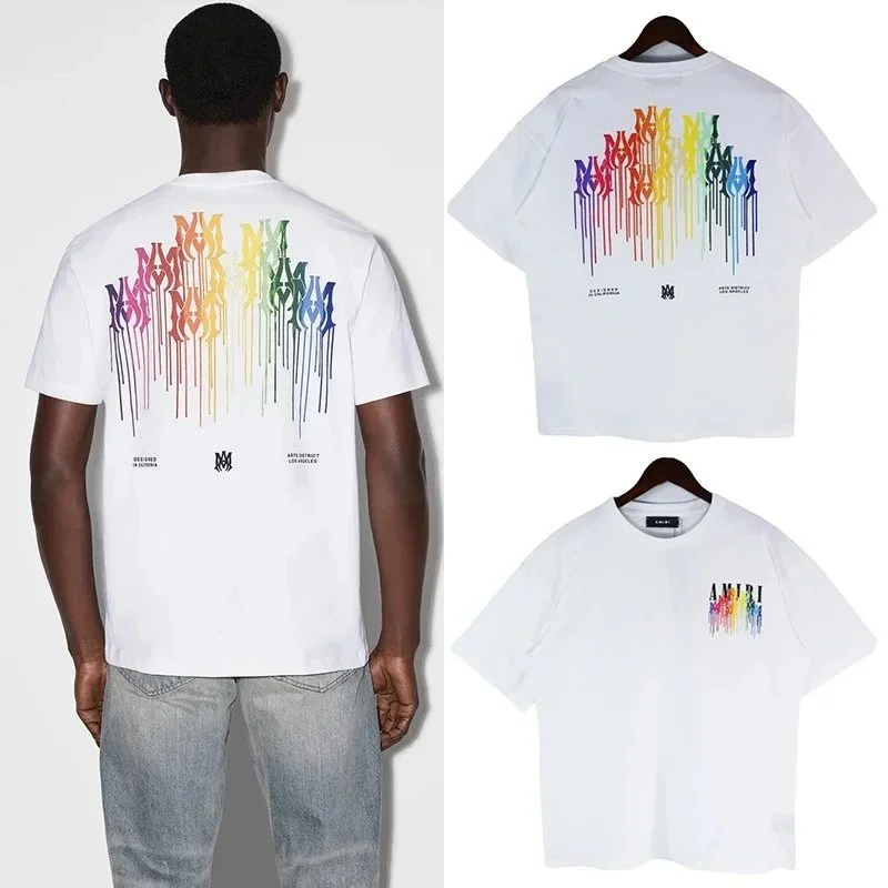 Amiri Amiri Rainbow Logo T-Shirt White Casual White - 1