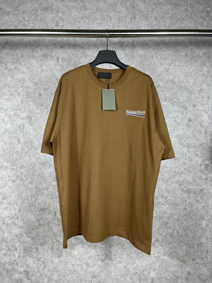 Balenciaga Balenciaga Brown Oversized T-Shirt with Embroidered Logo Brown - 1