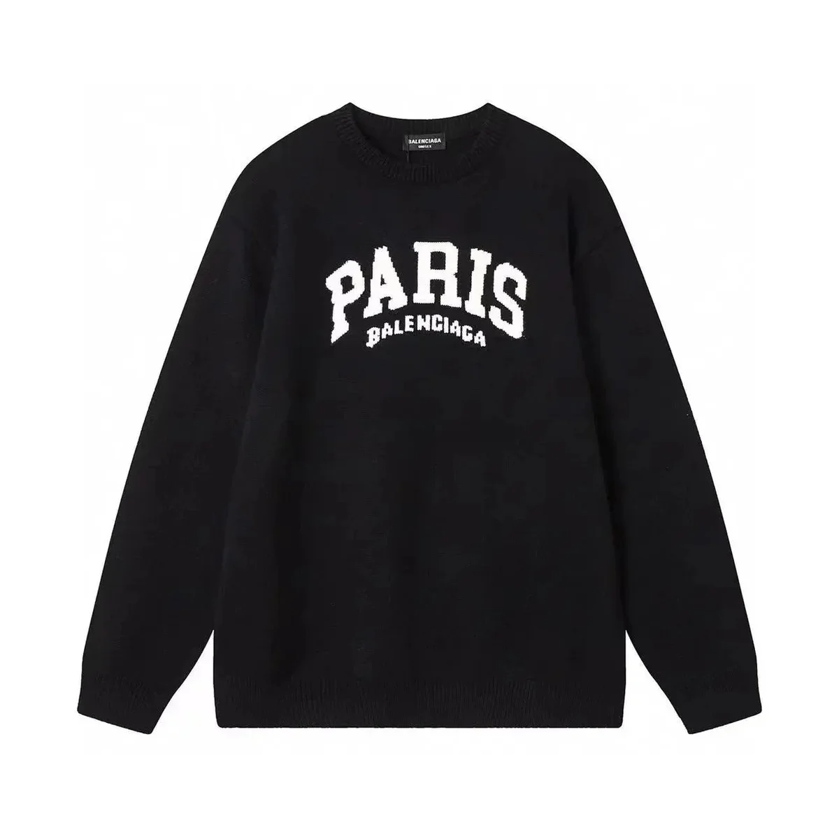 Balenciaga Balenciaga Black Paris Logo Sweater Black - 1