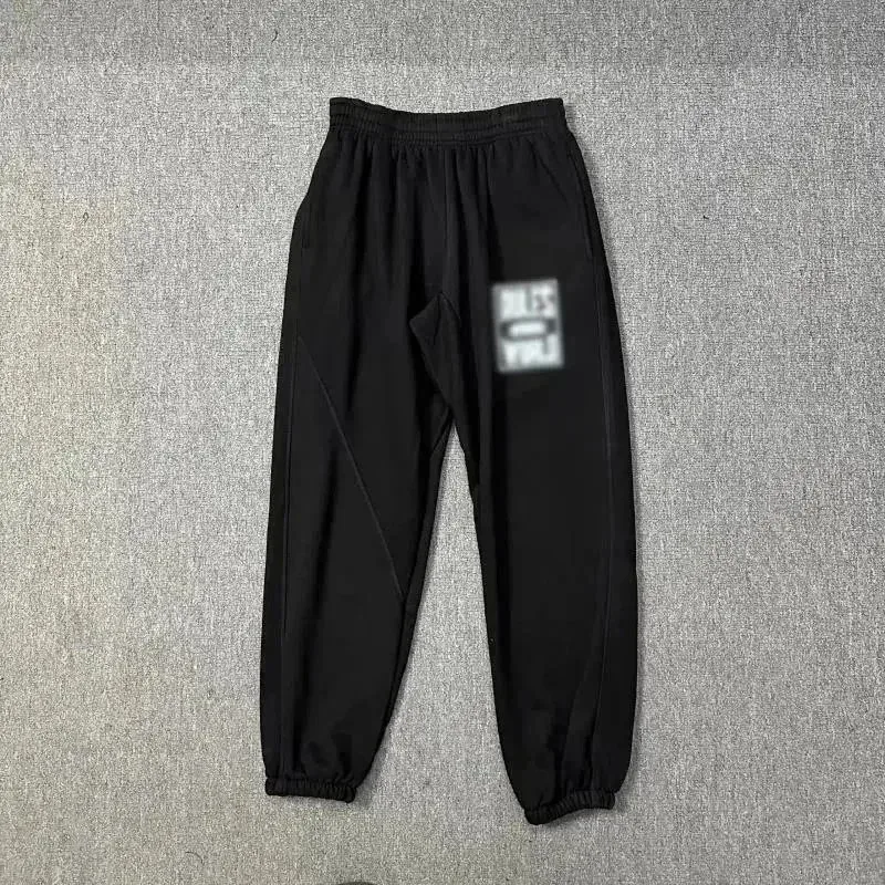 Essentials Black Solid Sweatpants with Graphic Patch Black - 1