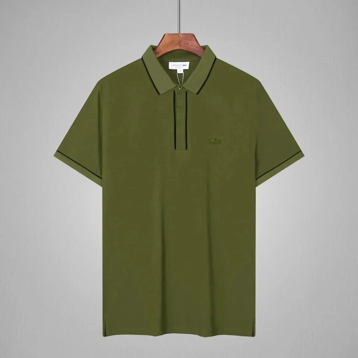 Lacoste Lacoste Olive Green Polo Shirt with Black Trim Green - 1