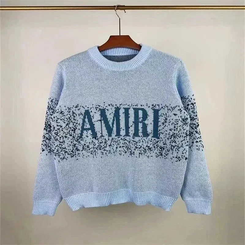 Amiri Amiri Light Blue Logo Knit Sweater Blue - 1