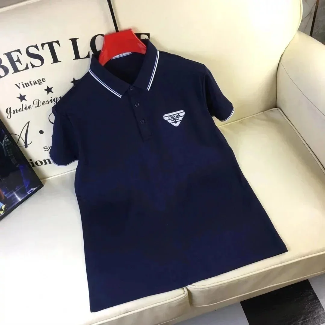 Prada Prada Navy Polo Shirt with Embroidered Logo Navy - 1