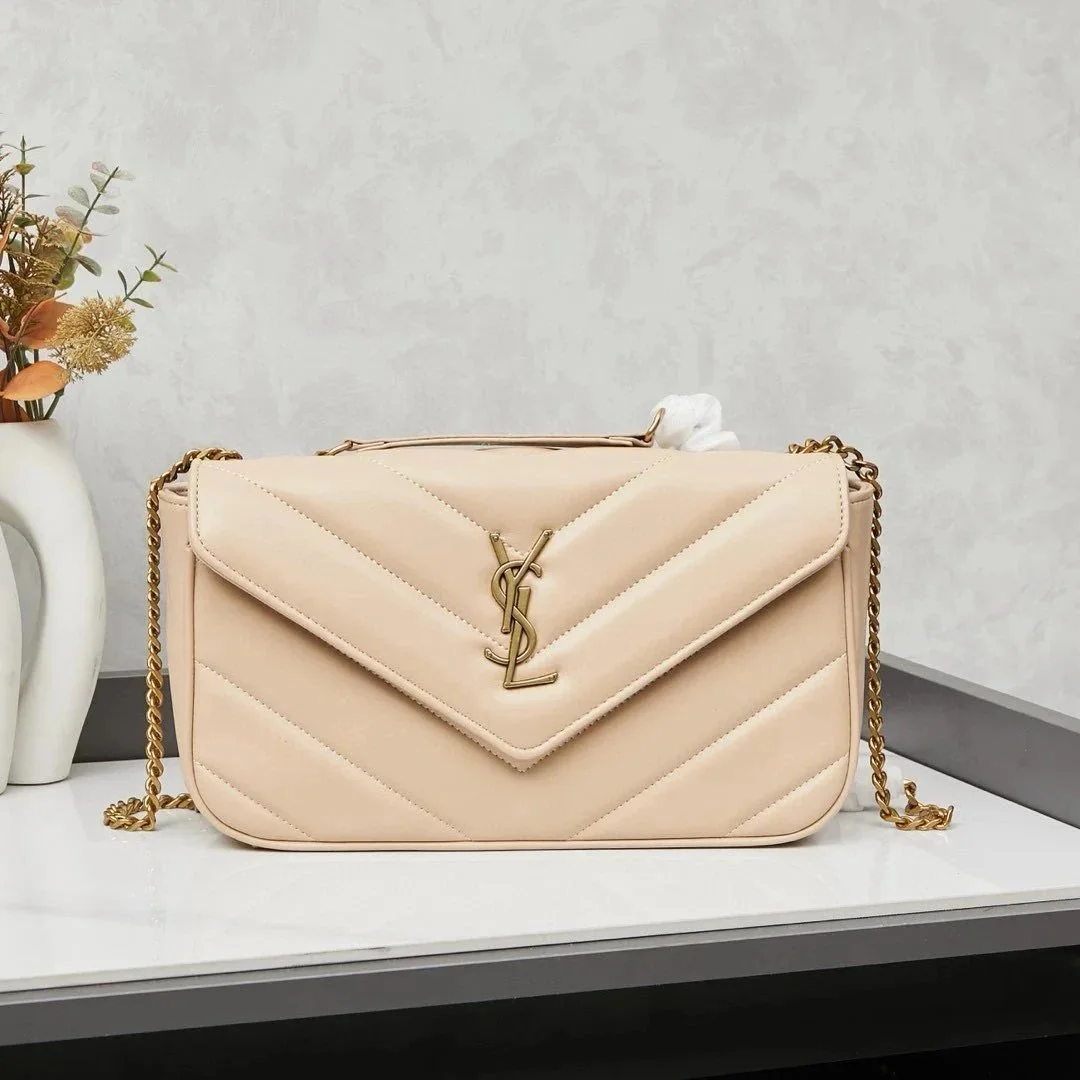 Saint Laurent Saint Laurent Lou Beige Leather Shoulder Bag Beige - 1