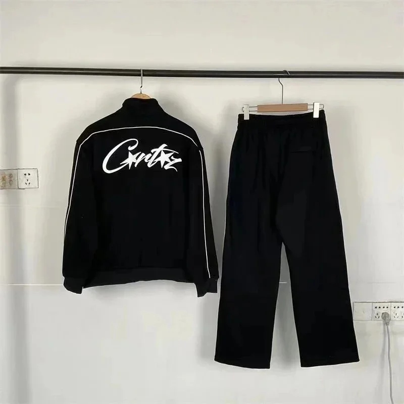Corteiz Cortez Black & White Logo Track Suit Black - 1