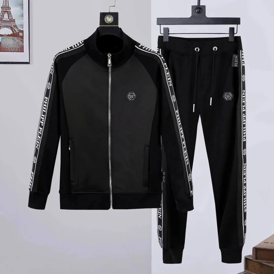 Philipp Plein Philipp Plein Black Tracksuit Set with White Stripe Details Black - 1