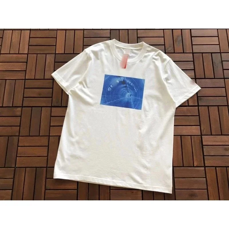 Supreme White Graphic T-Shirt with Blue Print White - 1