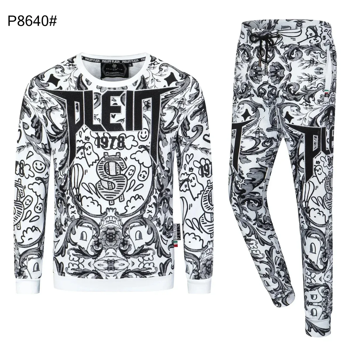 Philipp Plein Philipp Plein Black & White Graphic Tracksuit Black - 1