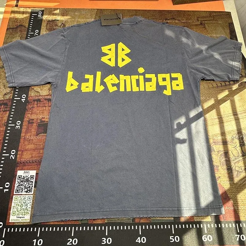 Balenciaga Balenciaga Yellow BB Logo Grey T-Shirt Grey - 1