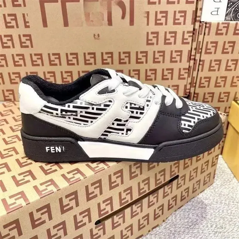 Fendi Fendi Black & White Logo Print Sneakers Black - 1
