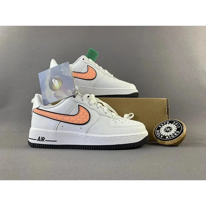 Nike Nike Air Force 1 White Orange Swoosh Sneakers White - 1