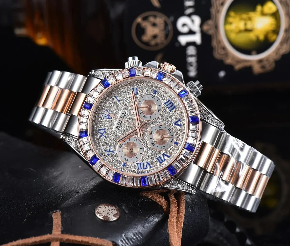 Rolex Rolex Daytona Diamond & Sapphire Bezel Watch Silver