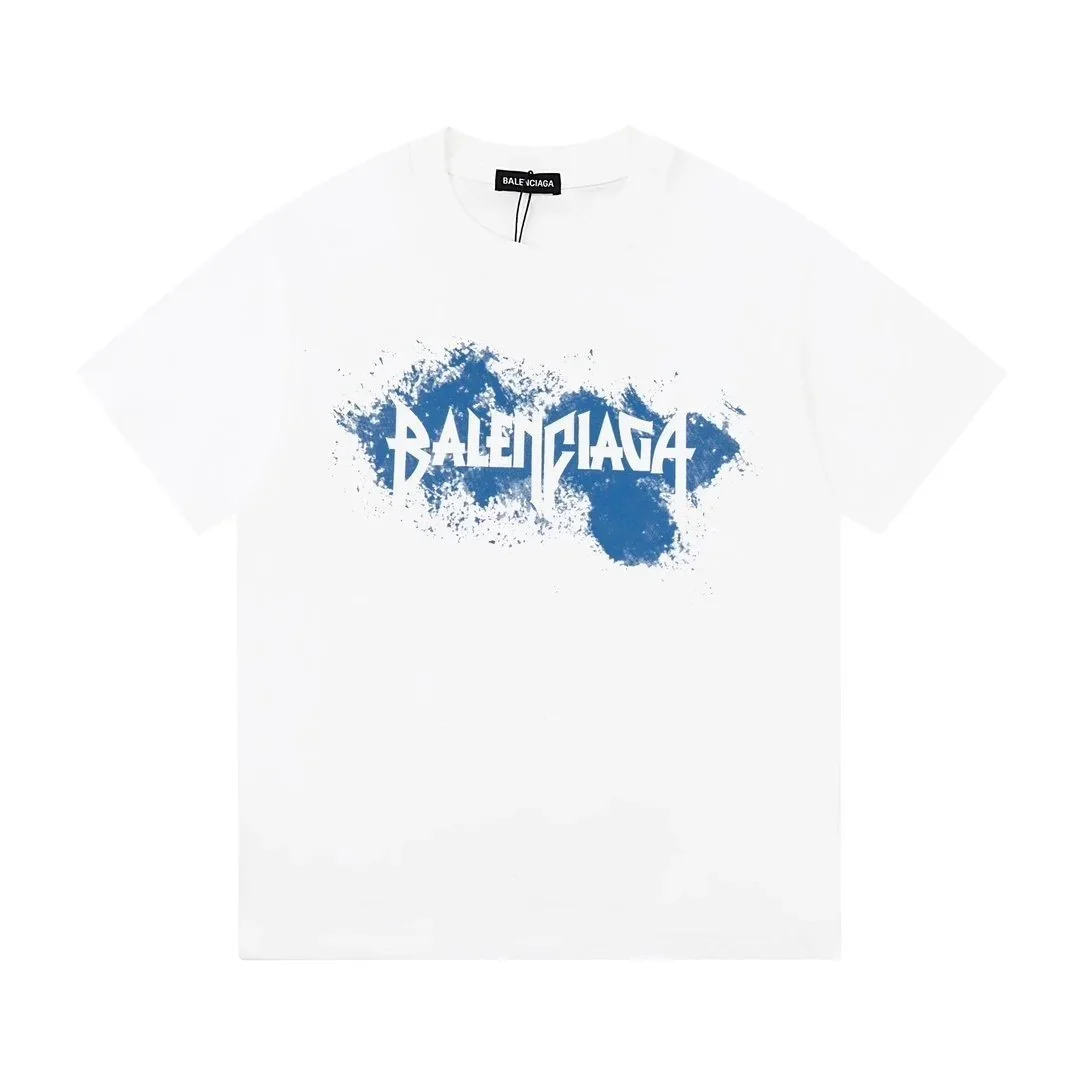 Balenciaga Balenciaga White Blue Logo T-Shirt White - 1