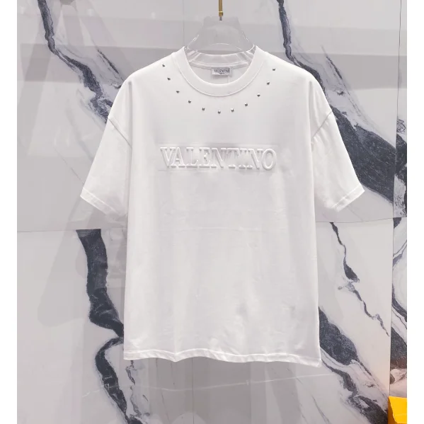 Valentino Valentino White Embossed Logo T-Shirt White - 1