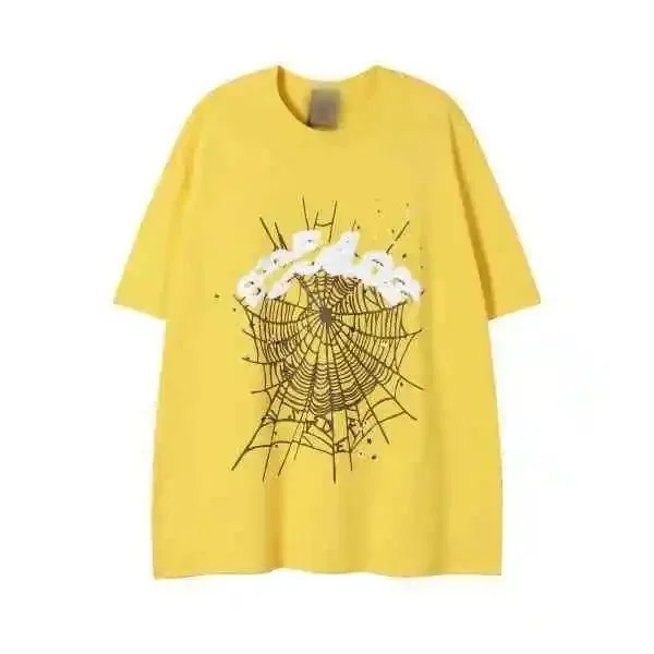 Essentials Yellow Spiderweb Print Oversized T-Shirt Yellow - 1