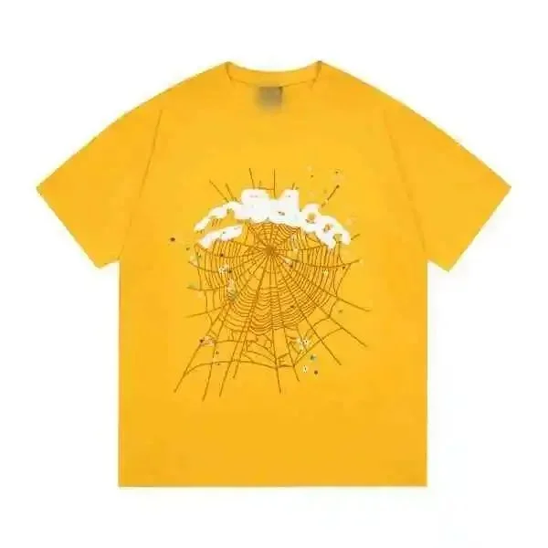 Essentials Unisex Yellow Spider Web Print T-Shirt Yellow - 1