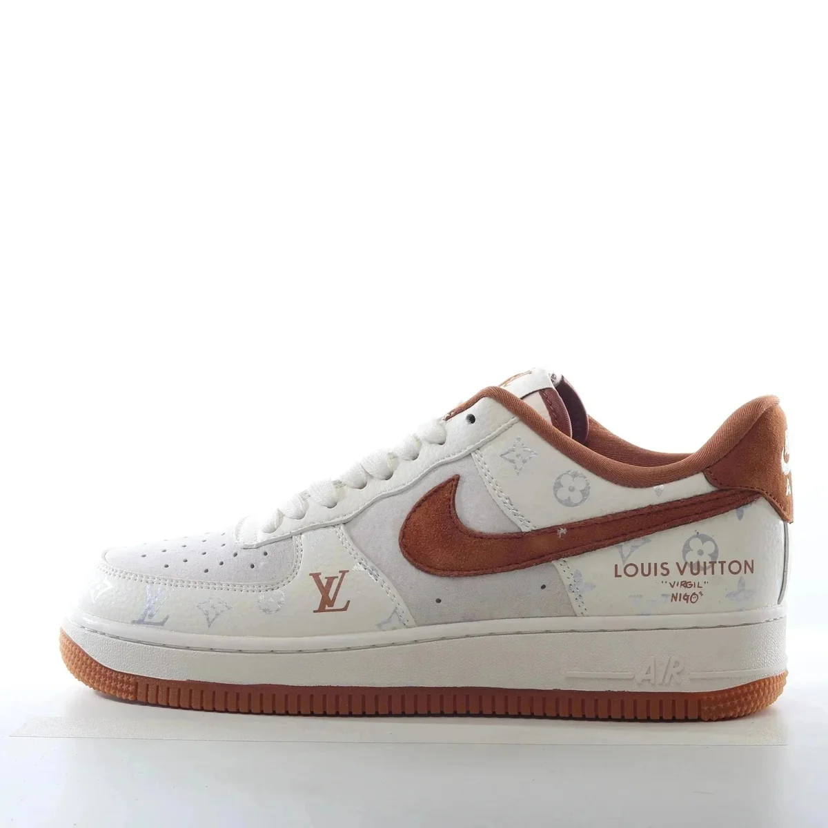 Nike Louis Vuitton x Nike Air Force 1 Triple White Brown Sneakers White - 1