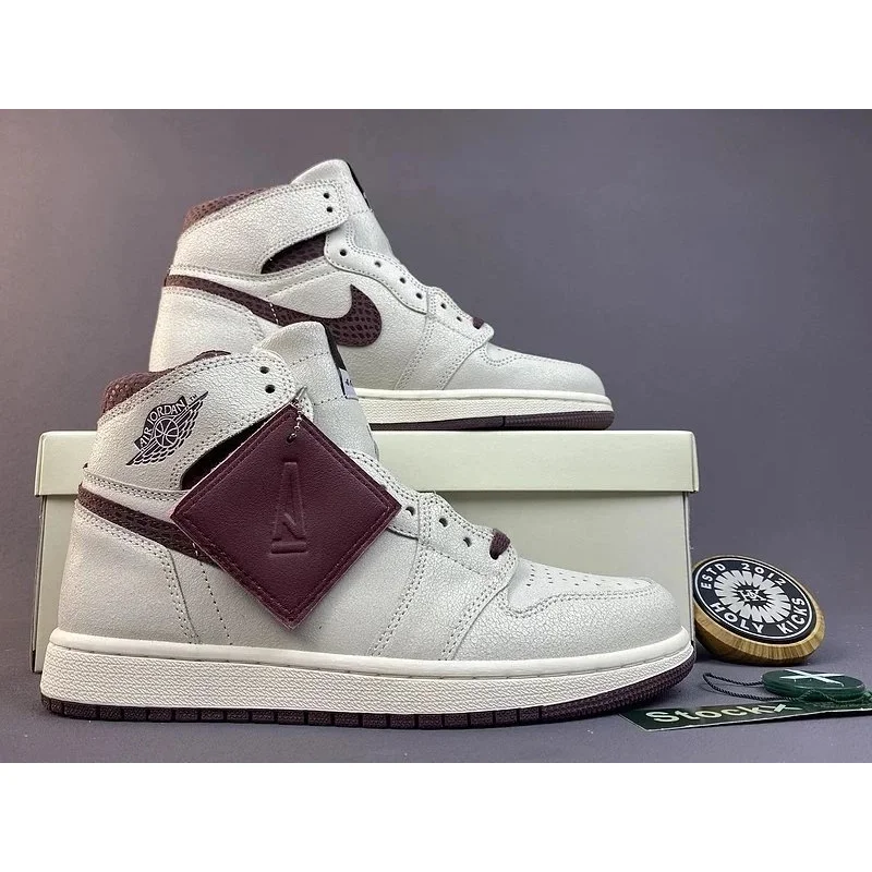 Jordan Nike Air Jordan 1 White Burgundy Sneakers White - 1