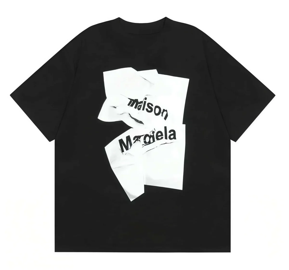 Maison Margiela Maison Margiela Black Crumpled Paper T-Shirt Black - 1