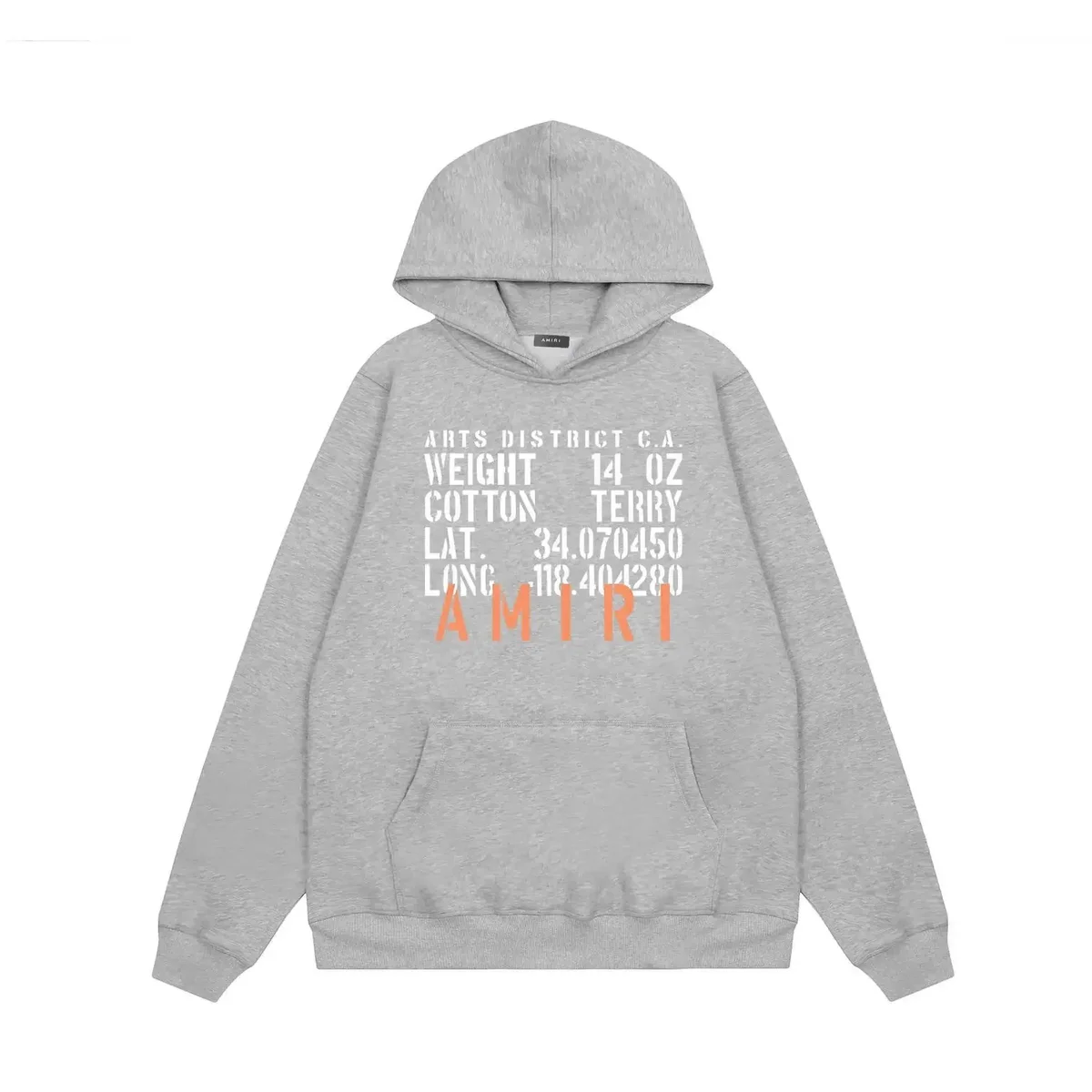 Amiri Amiri Grey Cotton Terry Hoodie with Arts District Print Grey - 1