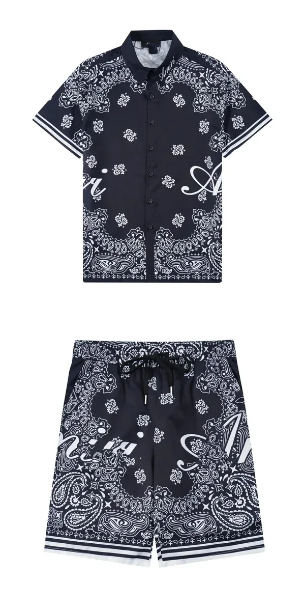 Amiri Co-ord Set with Paisley Print in Navy and White Navy - 1